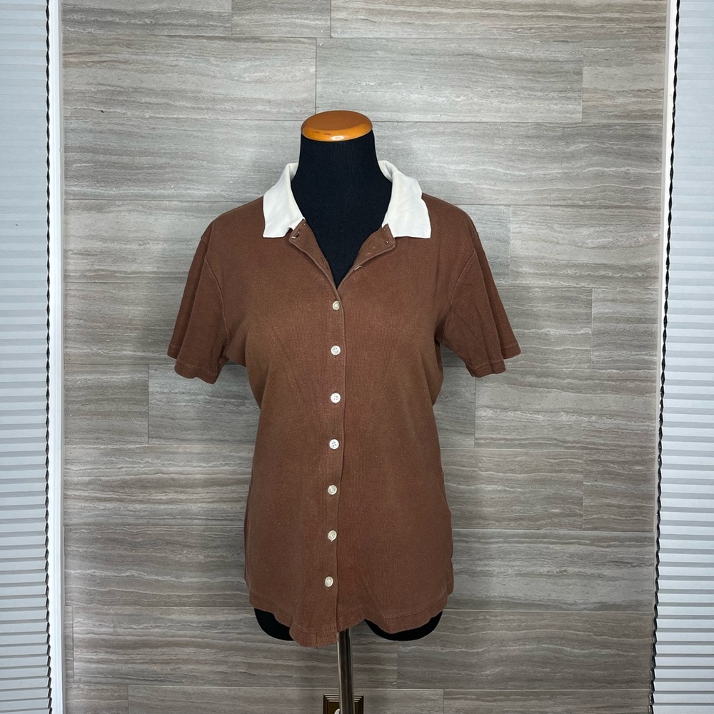 Brown Button-Up Women's Top